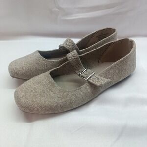 MIA Girl Marita Mary Jane Flats Beige Knit Square Toe Buckle Strap‎ Shoes 7M